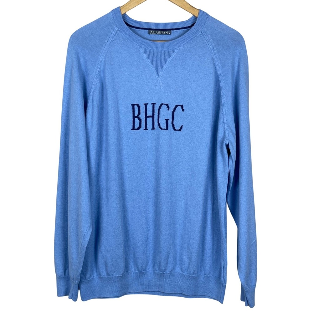 Alashan Men Blue BHGC Golf Country Club Cashmere Blend V-neck Sweater XL BHGC